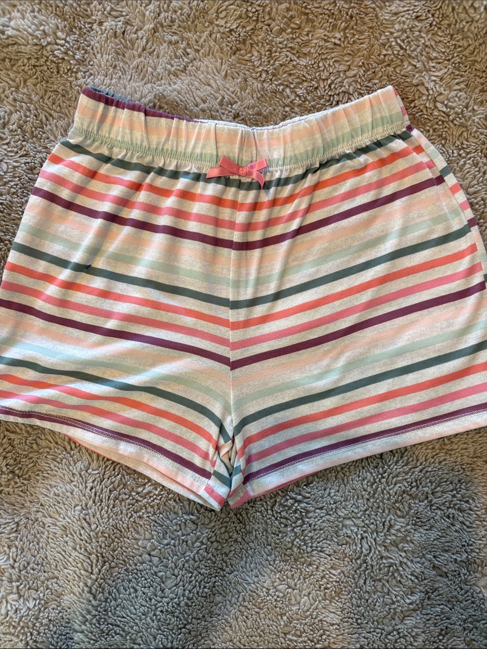 Topia Pastel Striped Lounge Shorts in Mint, Coral, Pink, Plum